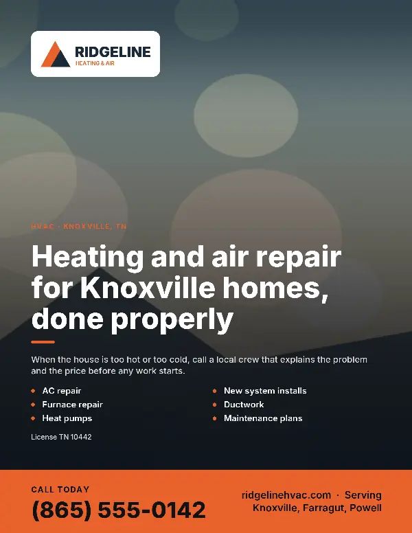 Sample letter-size flyer for a heating and air company