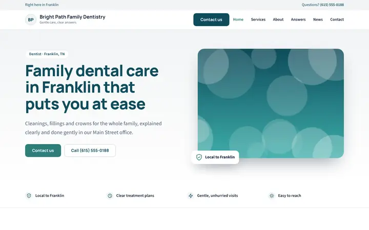 Sample clinical website home page made by Powers HQ