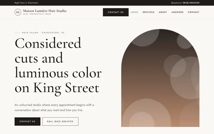 Sample elegant website home page made by Powers HQ
