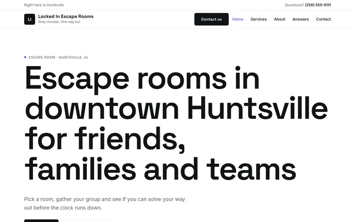 Sample minimal website home page made by Powers HQ