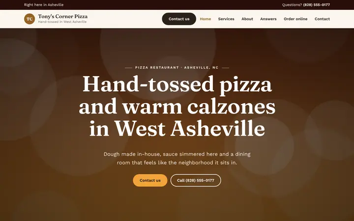 Sample warm website home page made by Powers HQ