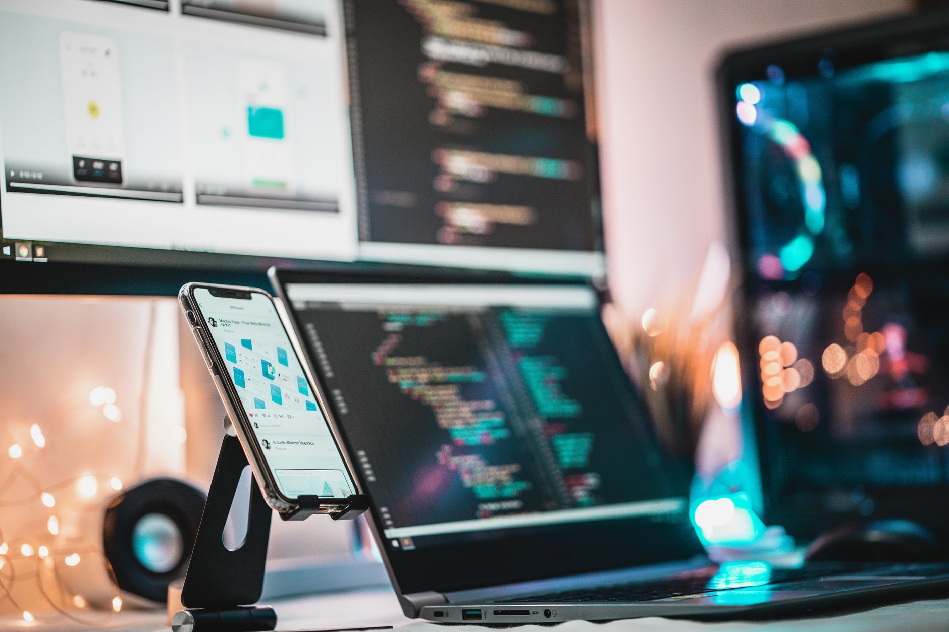 software developer building app interface computer